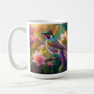 Caneca De Café Pássaro Fantasia de Jay Arco-íris com Crista Laran