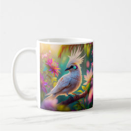 Caneca De Café Pássaro Fantasia Juvenil Crested Blush Feather Dov