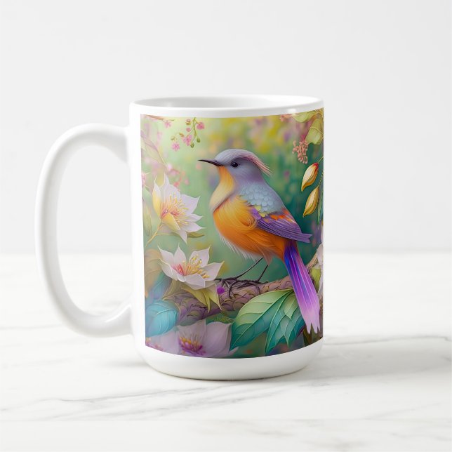Caneca De Café Pássaro Fantasia Laranja Torrado de lavanda (Esquerda)