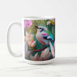 Caneca De Café Pássaro Fantástico Branca Pincado