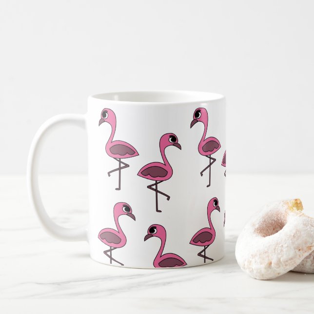 Caneca De Café Pássaro Flamingo Rosa (Com Donut)