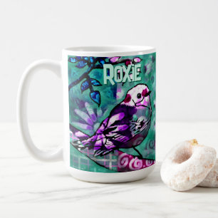 Caneca De Café Pássaro Floral Abstrato Caprichoso Personalizado