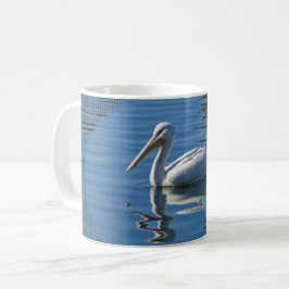 Caneca De Café Pássaro Grande Selvagem Pelicano Flutuante Azul Ág