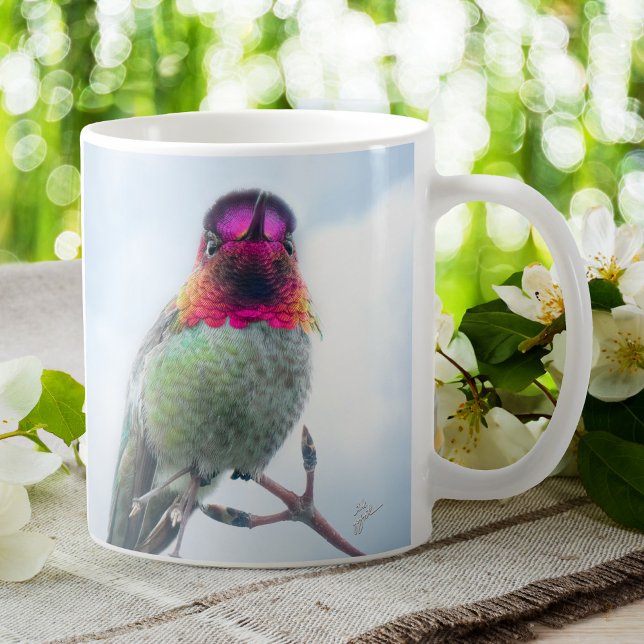 Caneca De Café Pássaro Humino - Rosa Trocado o Pássaro Humântico (Criador carregado)