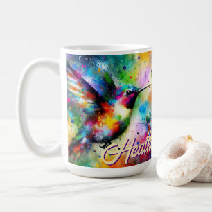 Caneca De Café Pássaro Hummingbird Colorido Whimsical Personaliza