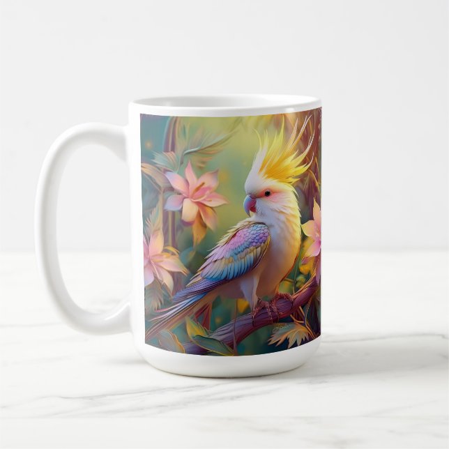 Caneca De Café Pássaro Iridescente Wing Cockatiel Fantasy (Esquerda)