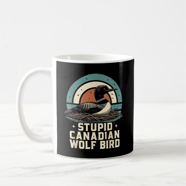 Caneca De Café Passaro Lobo Canadense Estúpido (Esquerda)