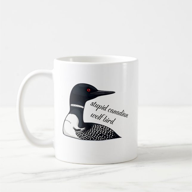 Caneca De Café Pássaro Lobo Canadense Idiota (Esquerda)