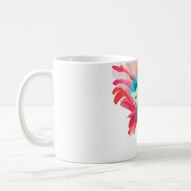 Caneca De Café Pássaro mexicano bonito e bonito, rosa e flamingo, (Esquerda)