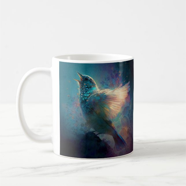 Caneca De Café Pássaro Místico Mágico Cantando Sua Música (Esquerda)