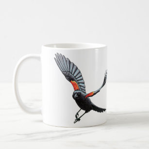 Caneca De Café Pássaro Negro de asa vermelha