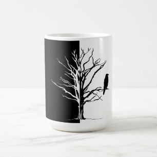 Caneca De Café Pássaro Negro Silhout Raven