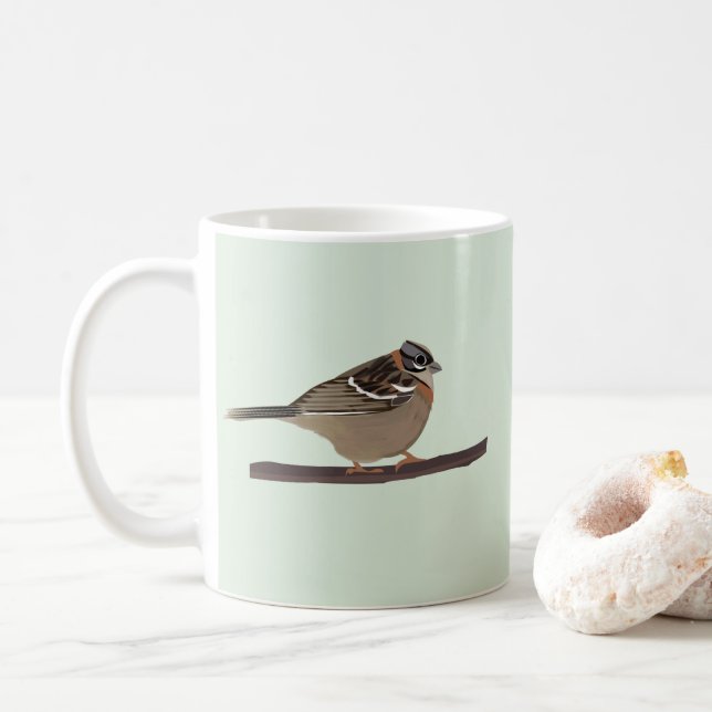 Caneca De Café Pássaro Pardal Coroado (Com Donut)