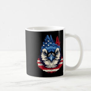 Caneca De Café Pássaro Patriótico Azul Jay, Bandeira Americana, F