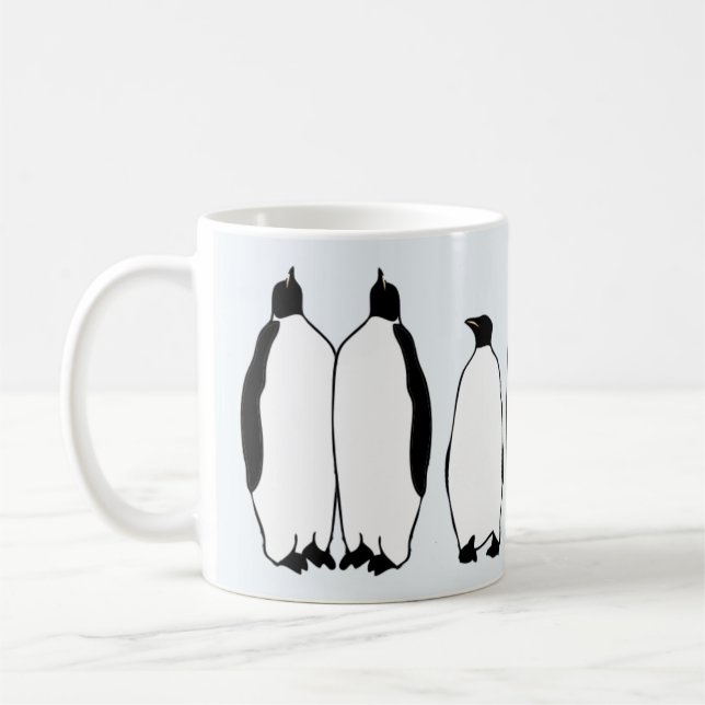 Caneca De Café Pássaro Pinguim Neve Inverno Coffee Mug (Esquerda)
