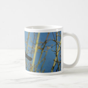 Caneca De Café Pássaro Preto de Asa Vermelha cantando