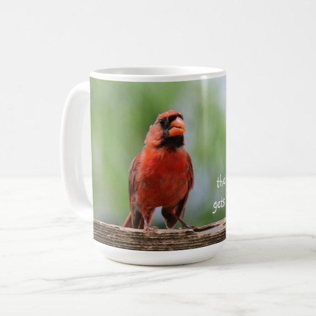Caneca De Café Pássaro primitivo recebe o café, Cardeal Vermelho  (Frente Esquerda)