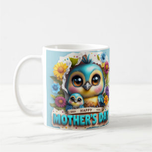 Caneca De Café Pássaro Vibrante do Dia da Mãe com design Pintinho