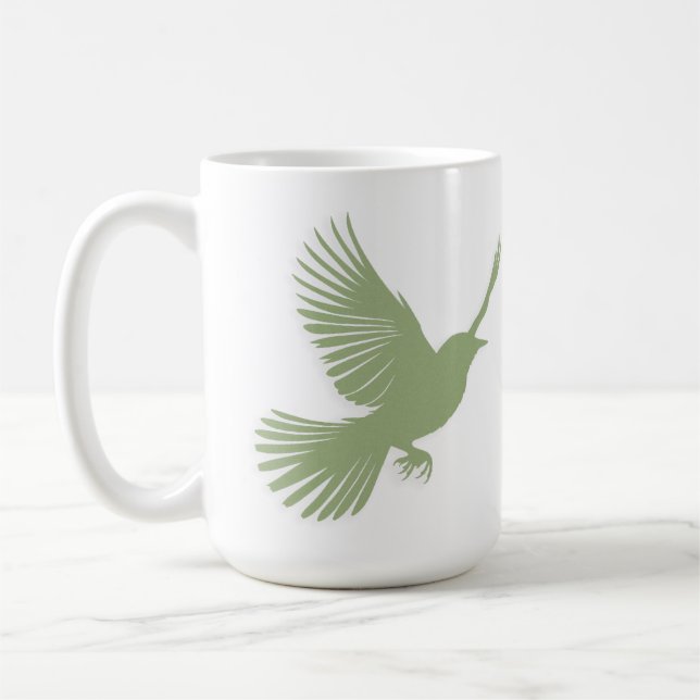Caneca De Café Pássaro voador Silhout Sage Verde Escandinavo (Esquerda)