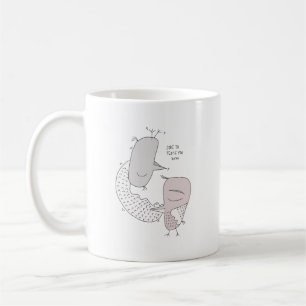 Caneca De Café pássaros adoram abraços fofos de outono casal chá