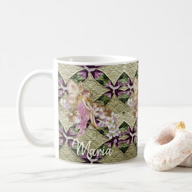 Caneca De Café Pássaros Anjos Vitorianos Mug (Com Donut)