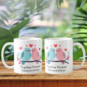Caneca De Café Pássaros Apaixonados Juntos Para Sempre Casamento 