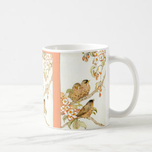 Caneca De Café Pássaros Bebês e Blossomas de Maçã