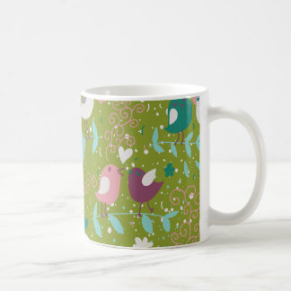 Caneca De Café Pássaros Brincadinhos em Vinhas