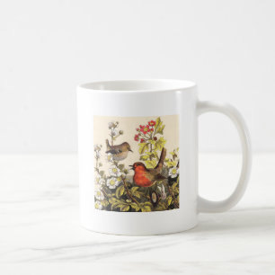 Caneca De Café Pássaros Cantores do Robin da Primavera Vintage Bo