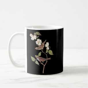 Caneca De Café Pássaros de Áudio com Mineração Brancos com Flores