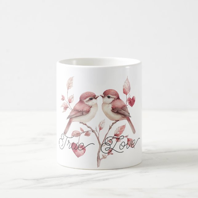 Caneca De Café Pássaros de Corações Vermelhos Amor Verdadeiro (Centro)