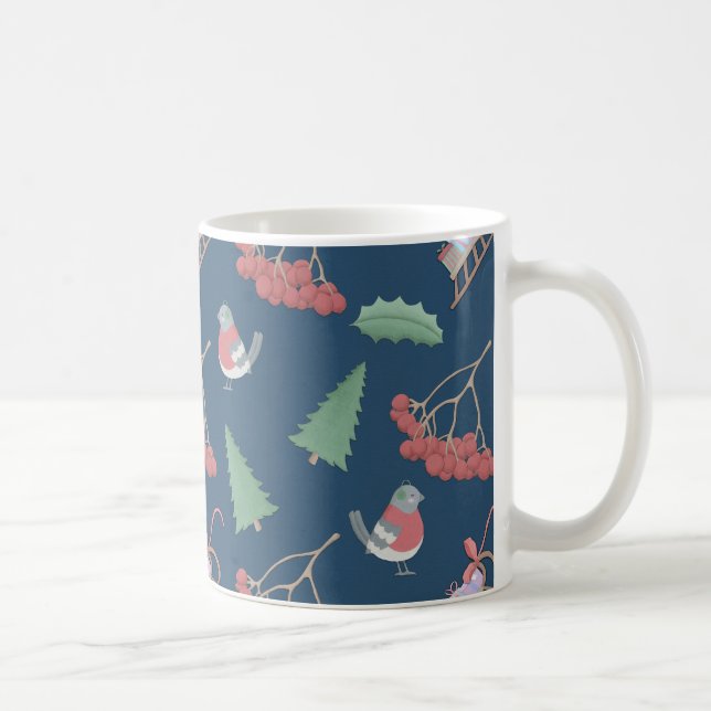 Caneca De Café Pássaros de Natal e Azul-Vedantes (Direita)