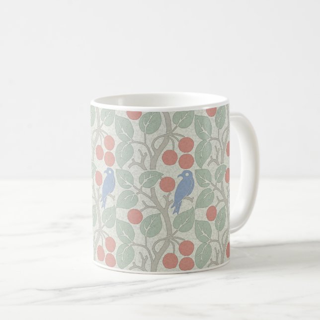Caneca De Café Pássaros de Voysey na Fruta Coffee Mug (Frente Esquerda)