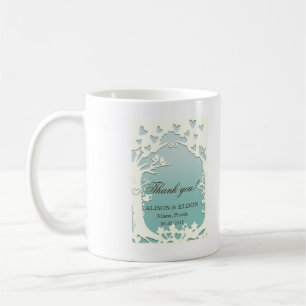 Caneca De Café Pássaros do amor para sempre no azul de oceano