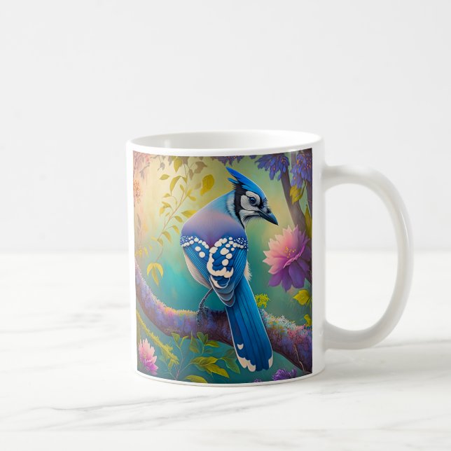 Caneca De Café Pássaros Fantasia Gaio Azul (Direita)