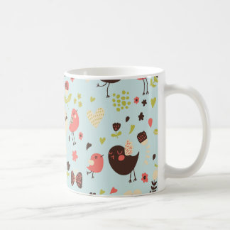 Caneca De Café Pássaros Felizes em Campos de Flores