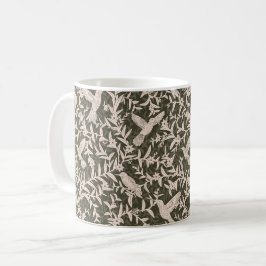 Caneca De Café Pássaros-humanos folhagem florestal branca