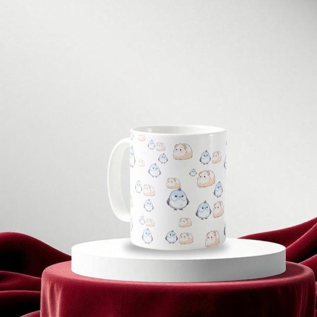 Caneca De Café Pássaros Kawaii bonitos e porcos-guineenses.Kawaii (Criador carregado)
