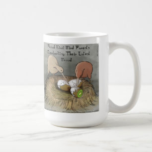 Caneca De Café Pássaros Kiwi Engraçados Cuidando de sua Fruta
