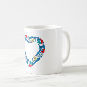 Caneca De Café Pássaros originais do amor do casamento no coraç