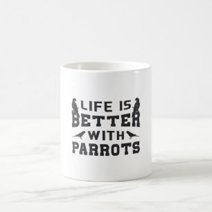 Caneca De Café Pássaros-papagaios vivem melhor com papagaios