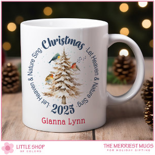 Caneca De Café Pássaros Personalizados da Floresta Celestial e Na