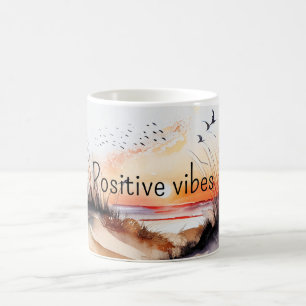 Caneca De Café Pássaros Positivos Vibes Beach