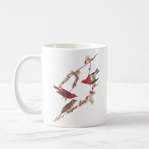Caneca De Café Pássaros Roxos de Audubon em Árvore Conífera