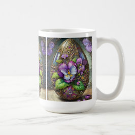 Caneca De Café Pássaros Sanguinados Violetas Flores Selvagens Ovo