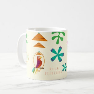 Caneca De Café Pássaros Tiki Arte Vintage Retrô Personalizada