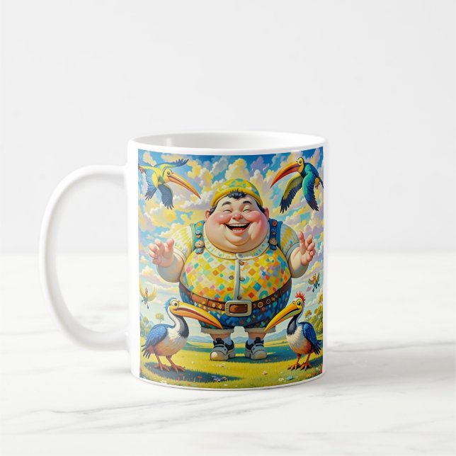 Caneca De Café Pássaros voando ao redor de um homem feliz (Esquerda)