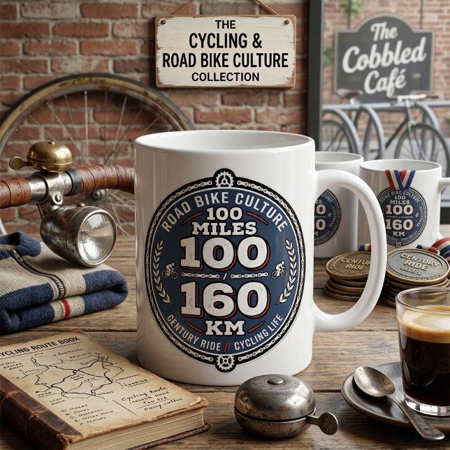 Caneca De Café Passeio de Ciclismo do Século 100 Milhas 160 KM  (Criador carregado)