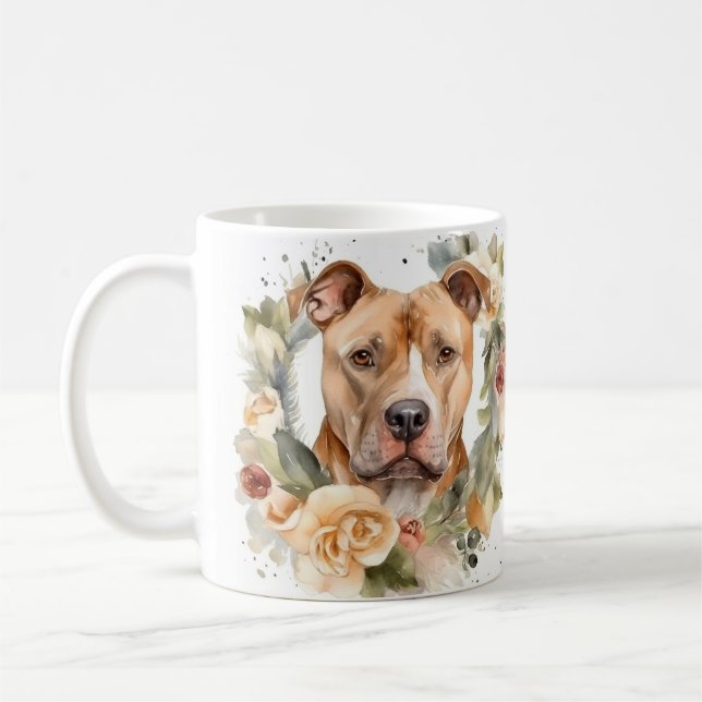 Caneca De Café Passeio Festivo de Pitbull de Natal (Esquerda)