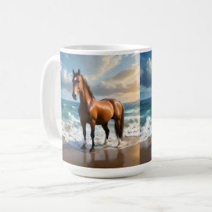 Caneca De Café **"Passeio Majestoso: Cavalo Marrom Orgulhoso na P